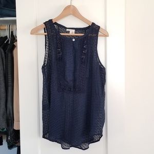 Anthropologie Lace Blouse by Meadow Rue Navy